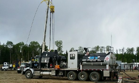 J.R.'s pressure unit working at a service rig
